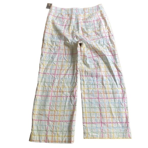 ModCloth Join Joyfully Wide Leg Pant Rainbow Plaid NWT 8 Trousers - Picture 3 of 5